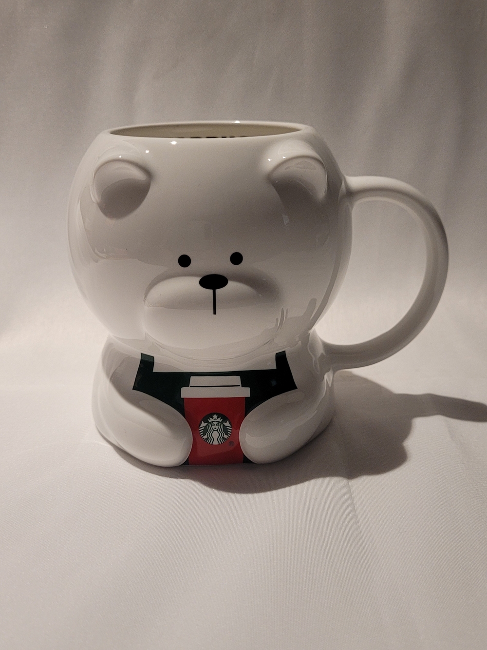 Starbucks 2025 Holiday Bearista Mug White Bear w/ Red Cup Apron 3D Ceramic Rare